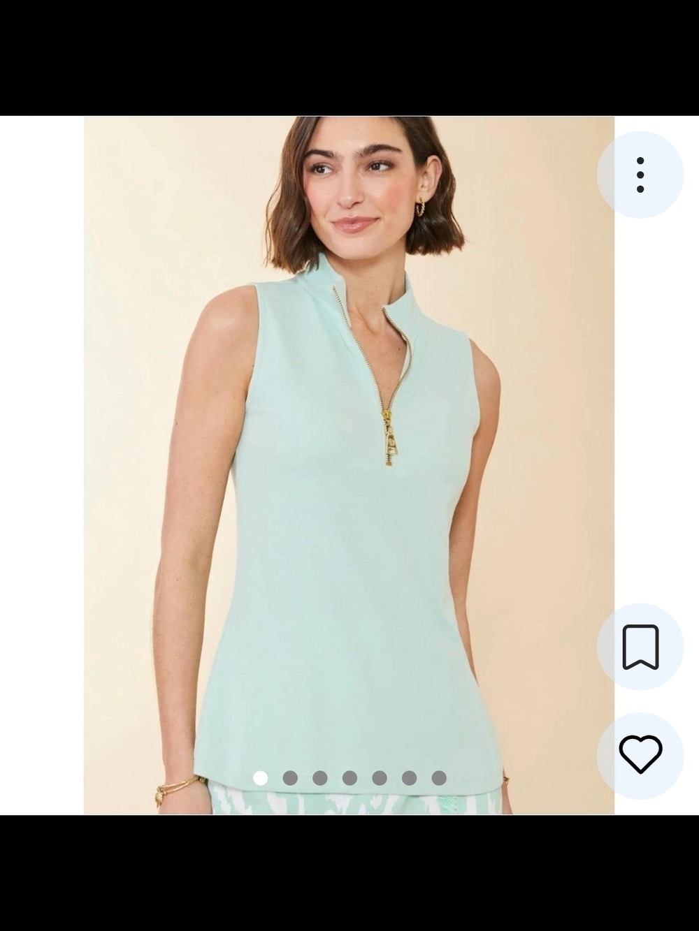 Sleeveless Zip-Front Top in Mint Green